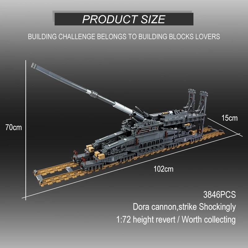 3846Pcs Building Blocks German 80Cm K[E] Railway Gun Dora Military Weapon Tanks Technical Series Children Toys Boys Bricks Gifts