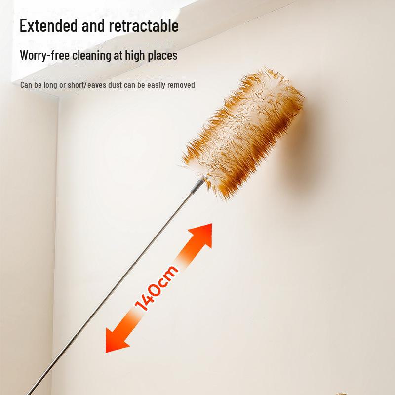 Premium Wool Duster: Electrostatic, Fluffy & Extendable for Efficient Household Dust Removal