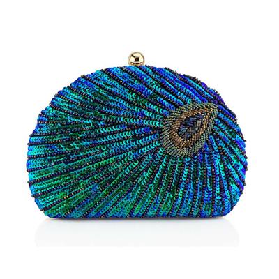 Shell Shape Women's Clutch Bag Sequin Purses and Handbags Luxury Designer Retro Embroidery Evening Bag Female Party Handbag Z079