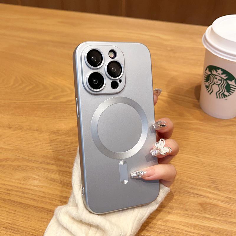 Apple 17 ProMax Metallic Magnetic Phone Case with iPhone 16 Lens Film and iPhone 14/15 Drop-Proof Protection.