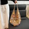 Women Flower Knitted Shoulder Bag  Handbag Lightweight Crochet Tote Bag Casual Top Handle Bag Outdoor Travel Bag
