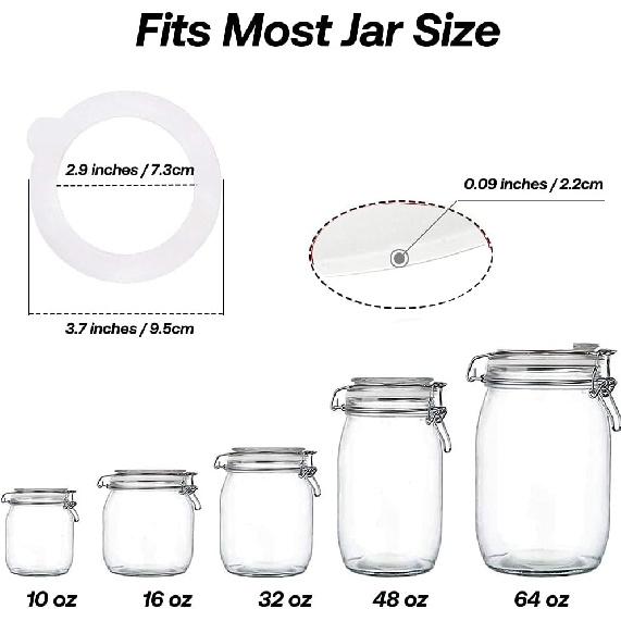 Silicone Replacement Gasket, Airtight Rubber Seals Rings for Mason Jar Lids, Leak-Proof Canning Silicone Fitting Seals for Glass Clip Top Jars