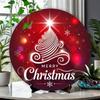 Christmas Round Metal Tin Sign Vintage Wreath Wall Art Holiday Decoration Gift 8 Inch