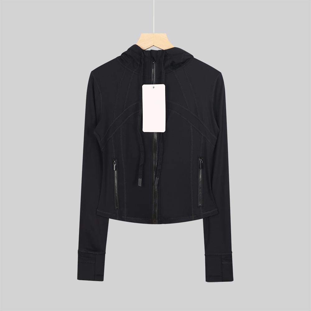 Felpa con cappuccio sportiva corta da donna con zip, cardigan aderente per yoga e corsa