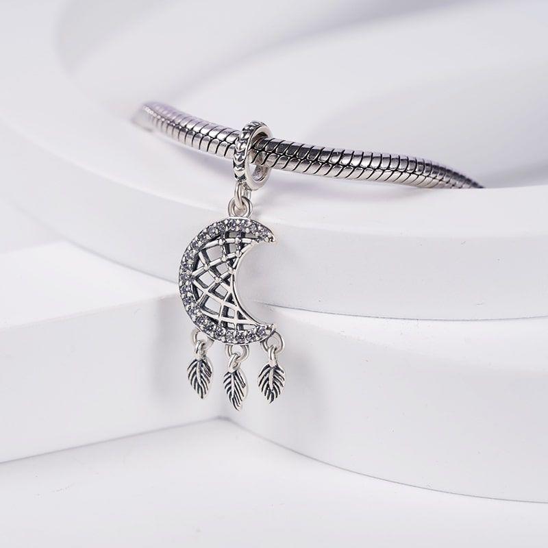 Neuer 925 Silber Mond & Sonne wie Du & Ich Charm Anhänger Hängendes Perlen-Element passend für Original-Anhängerarmband Schmuckstück Für Frauen