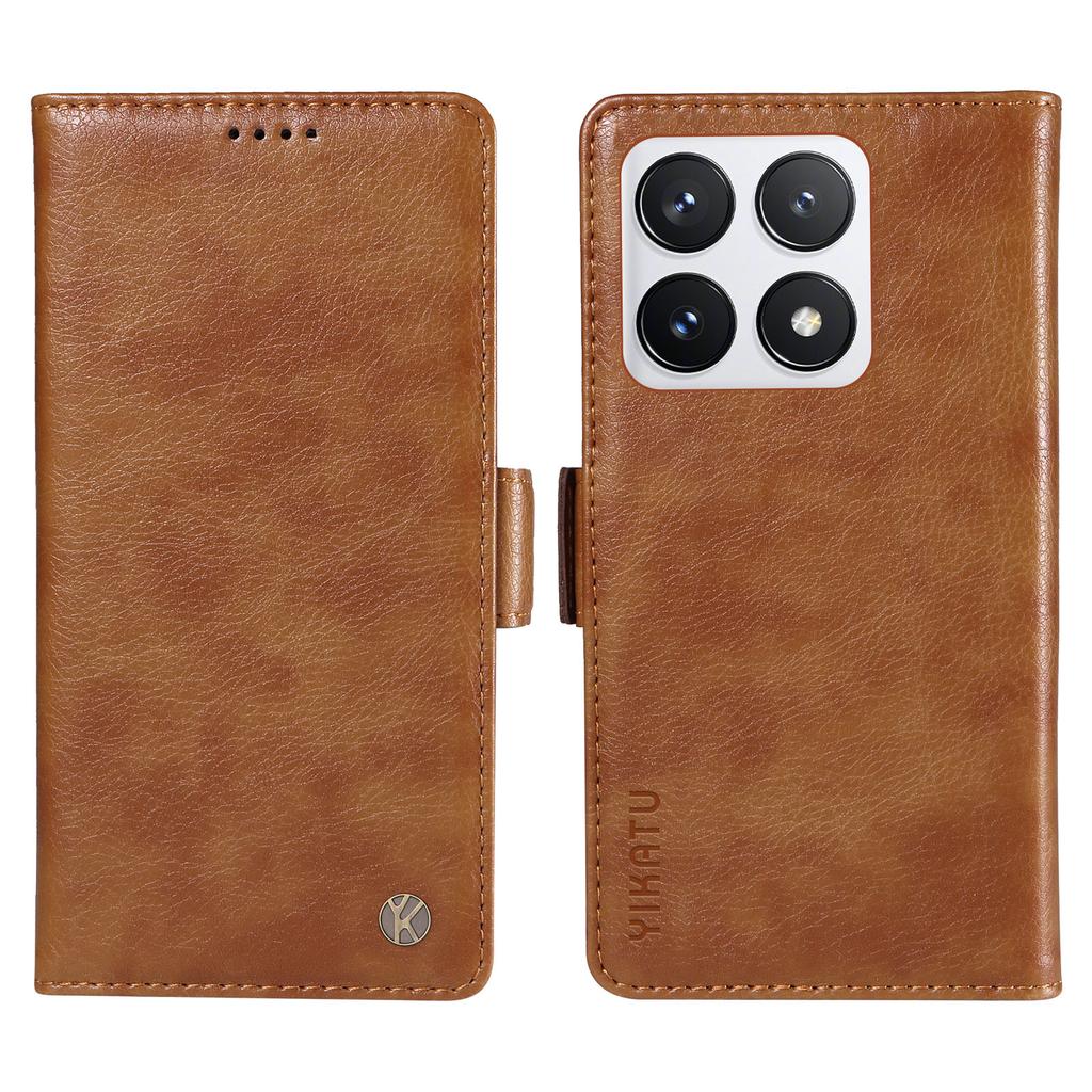 YIKATU YK-007 For Xiaomi 14T Pro Case Side Buckle PU Leather Phone Cover Litchi Texture