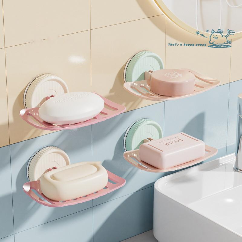 Punch-Free Drain Soap Box Portable Student Dormitory Soap Box Bathroom Detachable Suction Cup Soap Rack