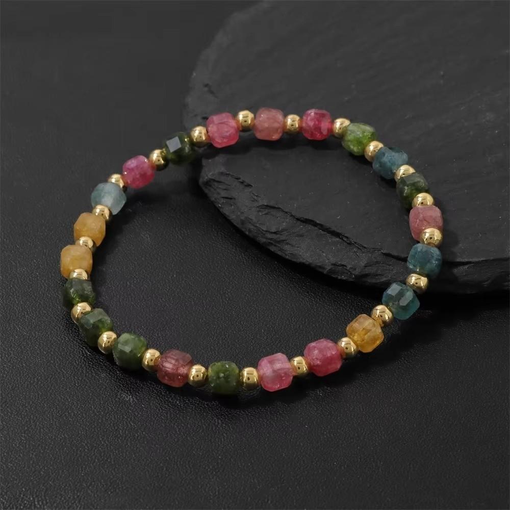 Faceted Natural Stone Lapis Lazuli Tiger Eye Bracelets Boho Square Cube Bracelet Energy Jewelry