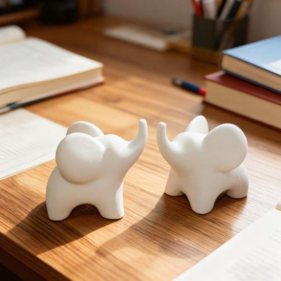 Mini Elephant Figurine, Minimalist 3D Printed Elephant Statue, Good Luck Elephant Collectible Ornament for Modern Home, Office Decor