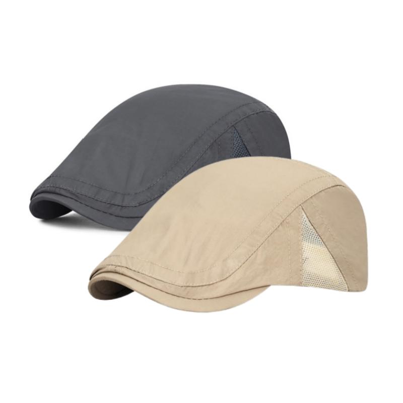 Quick Dry Mesh Flat Cap Men'S Breathable Adjustable Newsboy Hat Lightweight Summer Peaked Beret Men Women Sun Shade Beret Hats