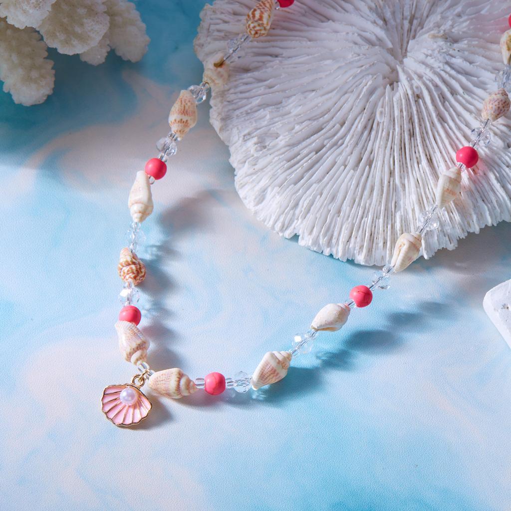 New Handmade Starfish Pendant Necklace for Women Bohemian Conch Beaded Choker Necklace Girls Spring Summer Beach Jewelry Gift