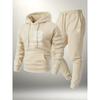 Herren Buchstabendruck Kapuzen-Trainingsanzug Langarm Pullover Sweatshirt Kordelzug Laufhose Winter Freizeit Sportbekleidung