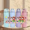 1PC Colorful Birthday Girl Party 750ml Color Plastic Sports Water Bottle Leakproof Flip Straw Lid Suitable for Sports Office Home Use