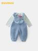 DUUDUU Infant Autumn/Winter Velvety Bodysuit & Overalls Set 2025