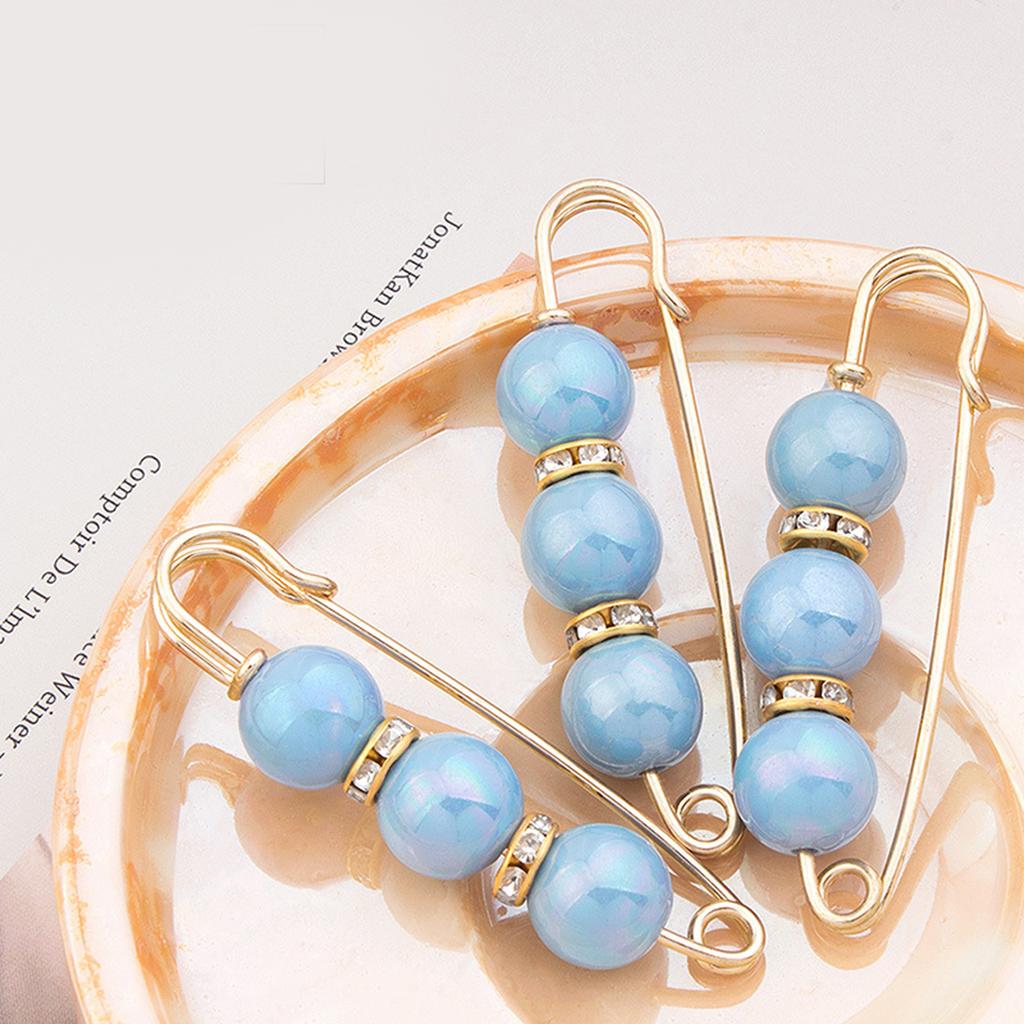 3Pcs Pearl Waist Cincher No Slip Pin Adjustable Waistband Clips for Pants Skirts Safety Pins for Women