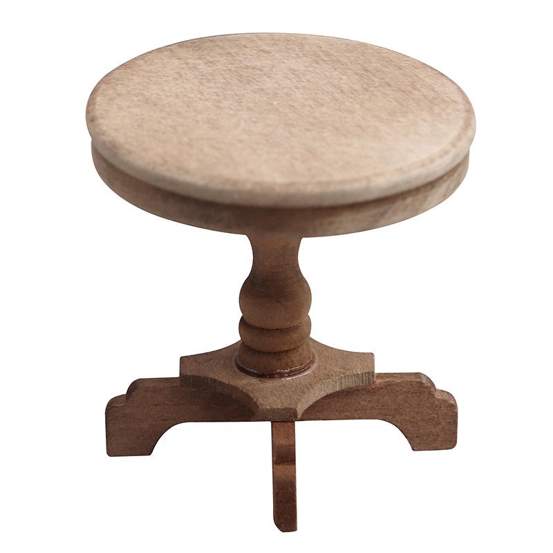 1:12 Dollhouse Miniature Round Coffee Table - Rosewood & Natural Wood, White