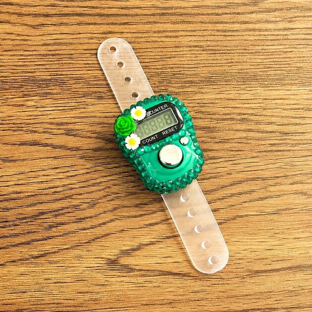 Reset Button Digital Finger Counter Rhinestone Decor Ring Tally Counter for Knitting