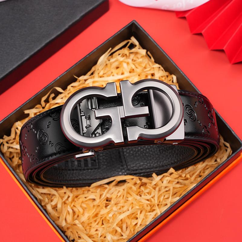 Men'S New Belt Leather Travel Premium Business Belt Simple Casual Versatile Automatic Buckle Belt Men