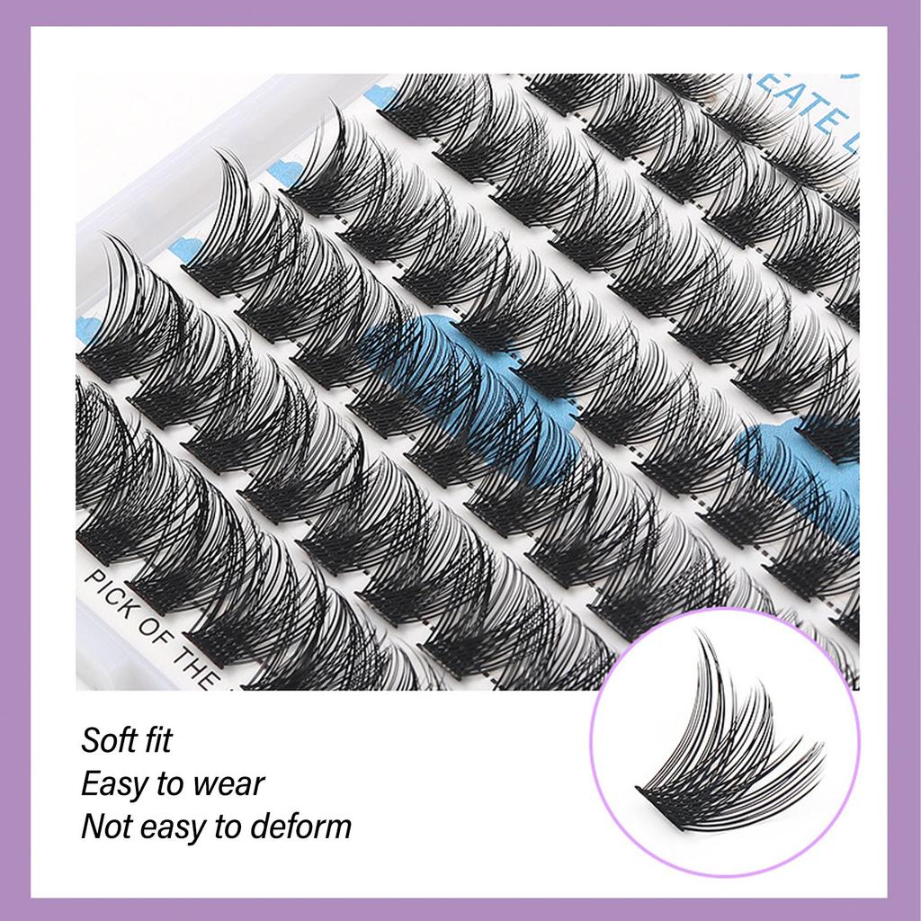 84 Clusters Individual Eyelash Extensions 8/10/12/14/16mm D Curl Fluffy Eyelash Clusters Mixed for Makeup