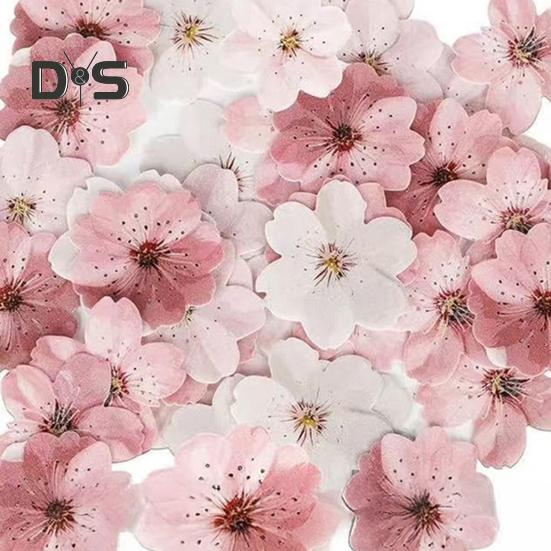 Decoraciones comestibles de flores de papel para pastel, cerezo sakura, postre, adornos para pastel, bodas, fiesta de cumpleaños, accesorios para pastel