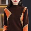 Half High Neck Sweater Women's Autumn and Winter Red Casual Knit Sweater Dragon Long Sleeved Warm Pullover Sweater