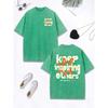 Keep Inspiring Others Creative Star Prints Washed T-Shirt Women Cotton Oversize Tops O-Neck Distressed T Shirt Clothes