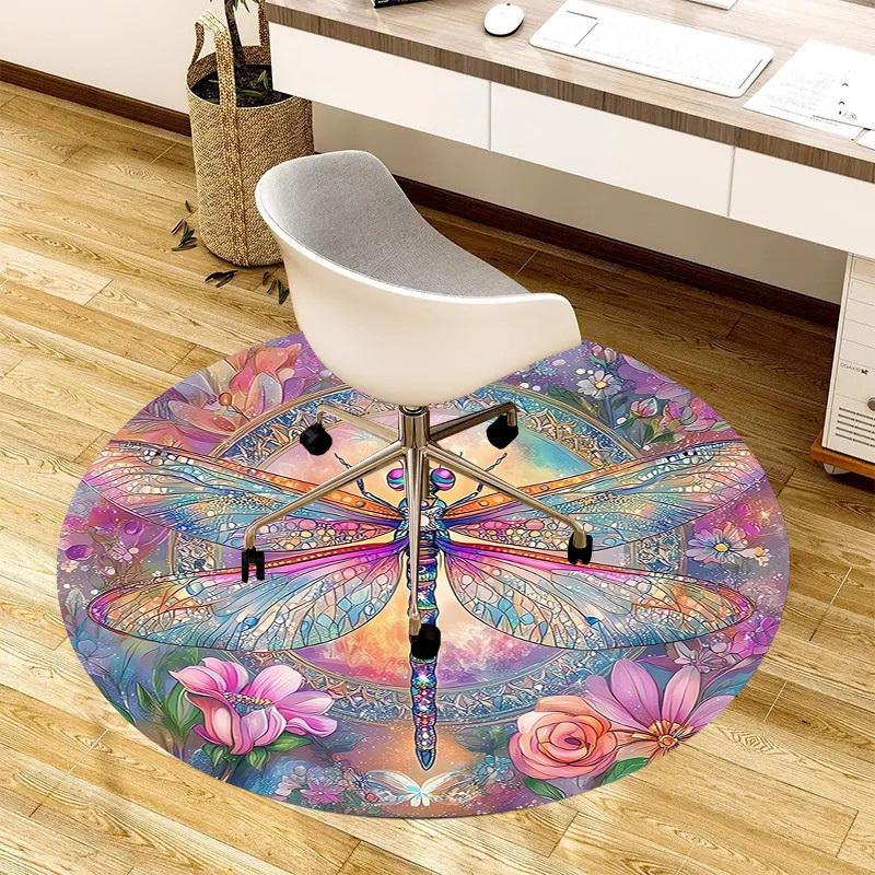 1pc Office Carpet Chair Mats Dragonfly Mandala Artwork Perfect for Decorating Office Chairss, Or Bedrooms.YDT586