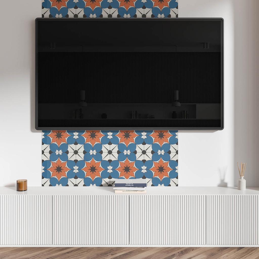 Self-adhesive Vinyl Decorative Panel With Print 100x50 cm Floral Pattern on the Background