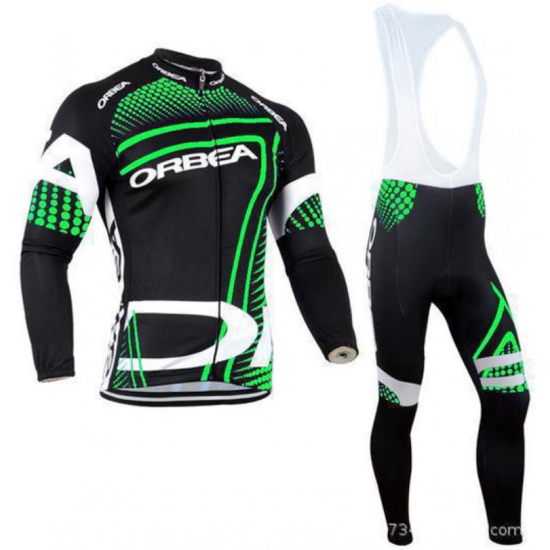 Mens Cycling Long Sleeve Jersey Bib Pants Set Lightweight Fleece Lined Winter Riding Outfit
