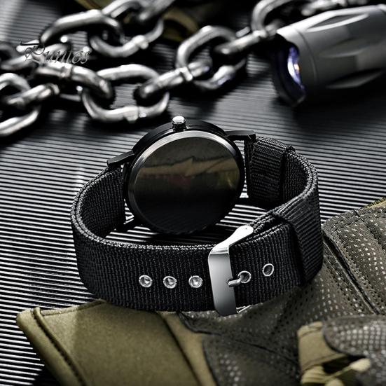 Men Watch Quartz Accurate Soft Wristband Nylon Braided Luminous Sports Wrist for Daily Wear