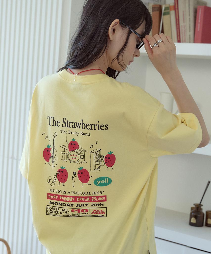 CPGN STUDIO Strawberry Band Short Sleeve T-Shirt Lemon