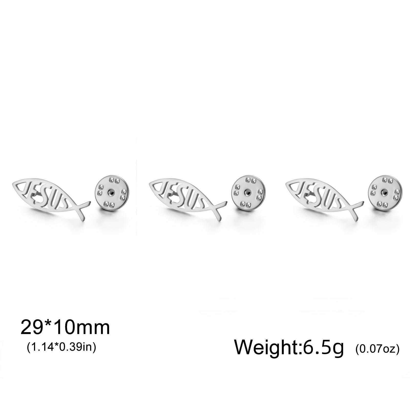 3pcs Hollow Cutout Jesus Ichthys Fish Brooch Stainless Steel Christian Symbol Lapel Pin Religious Clothing Badge Accessory