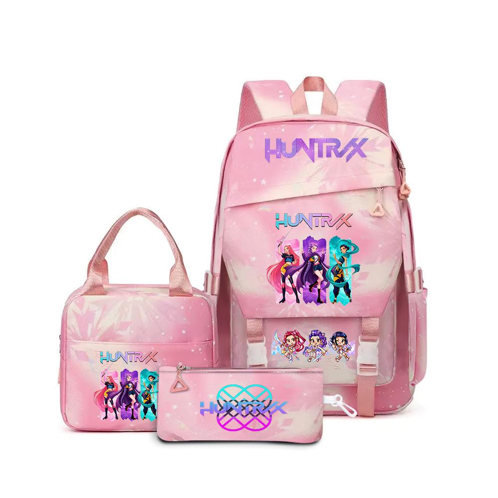 K-Pop Demon Hunter Girl Group Backpack Demon Boy Group Cartoon Anime Lunch Bag Pencil Case Three-Piece Set