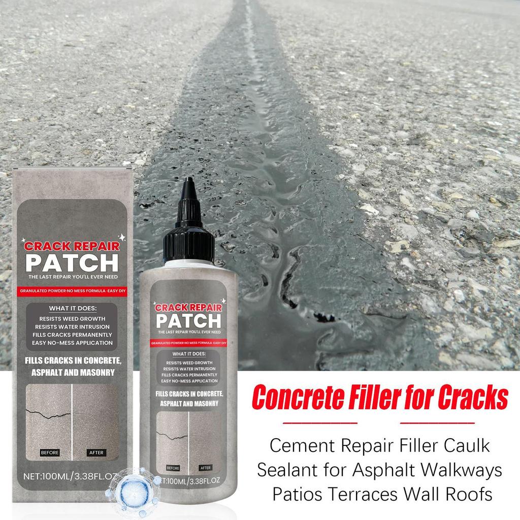 Relleno de Grietas para Hormigón de 100 ml Sellador Impermeable de Secado Rápido para Reparar Grietas en Aceras de Asfalto Patios Calzadas Paredes