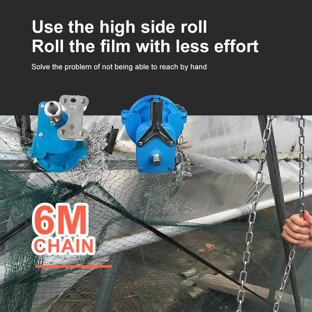 Manual Roll Tool Hand-Cranked Film Winder Film Roller Shutter Side Roll Zipper Top Greenhouse Film Collection Equipment