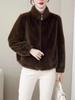 High-End Purple Stand Collar Cardigan: Stylish, Versatile, and Warm Women's Fashion for Autumn and Winter