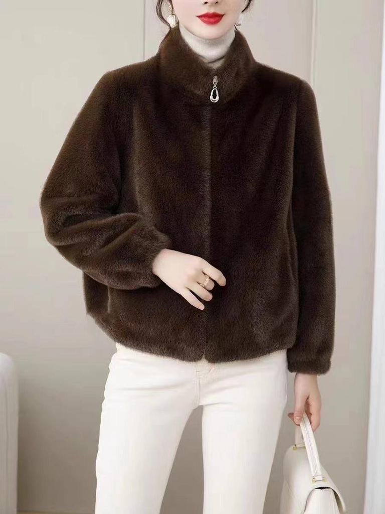High-End Purple Stand Collar Cardigan: Stylish, Versatile, and Warm Women's Fashion for Autumn and Winter