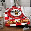 1pc Brentford F.C Blanket with Custom Name, Gift, for Men and Women, Soft Blanket, Good for Sofa Bed Couch Travel, Lightweight Flannel Blanket