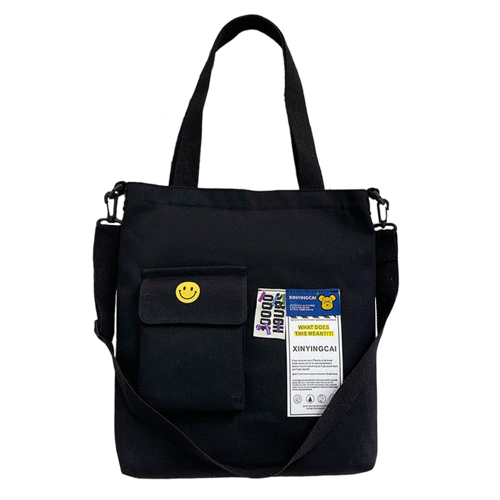 

Сумка через плечо Canvas Shoulder Tote Large Messenger Tote Canvas Crossbody Bag [deoway] Сумка, женская, сумка, легкая, сумка, вместимость, сумка, сумка, (черный)