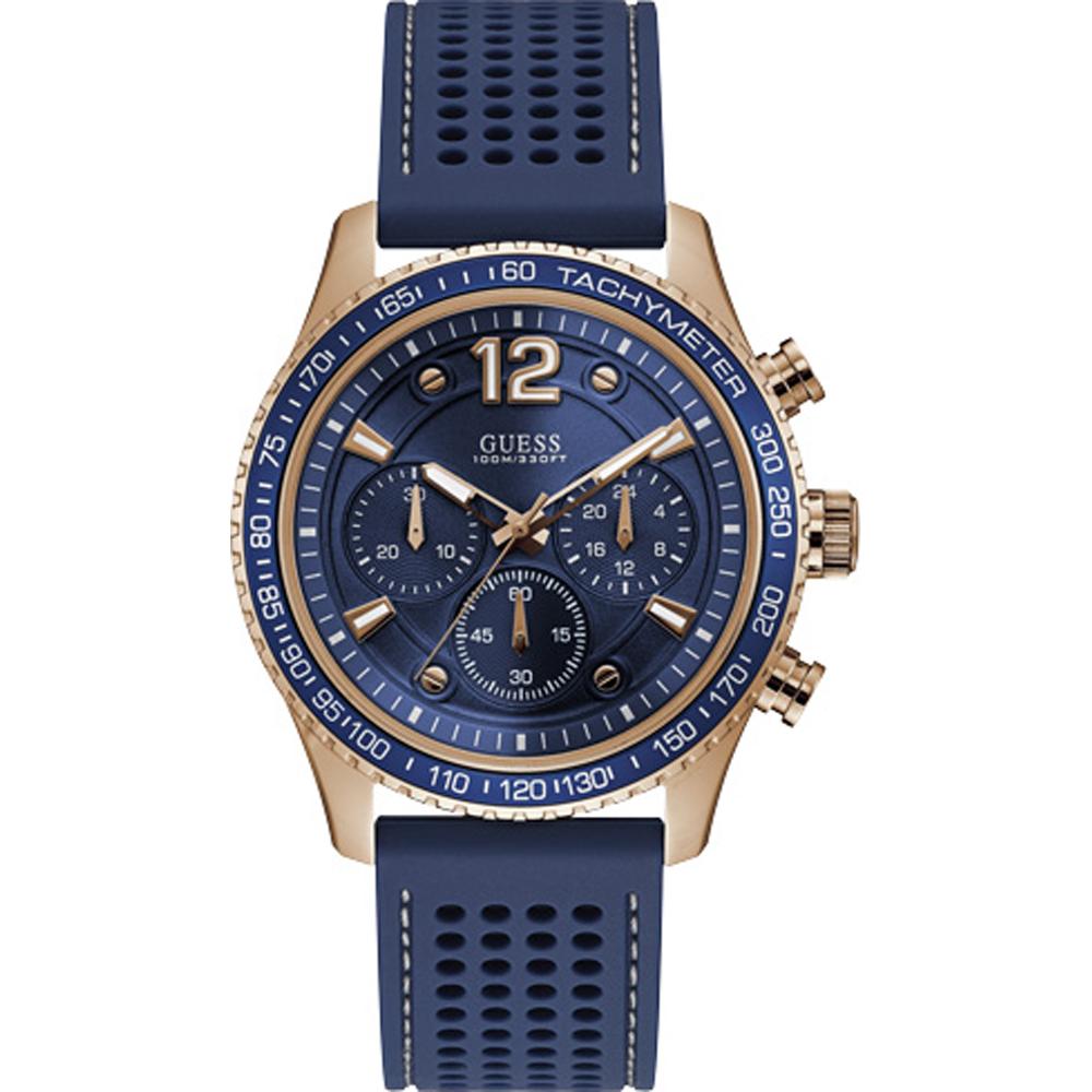 GUESS Fleet Blue Stainless Steel Silicone Men s Quartz W0971G3 синий