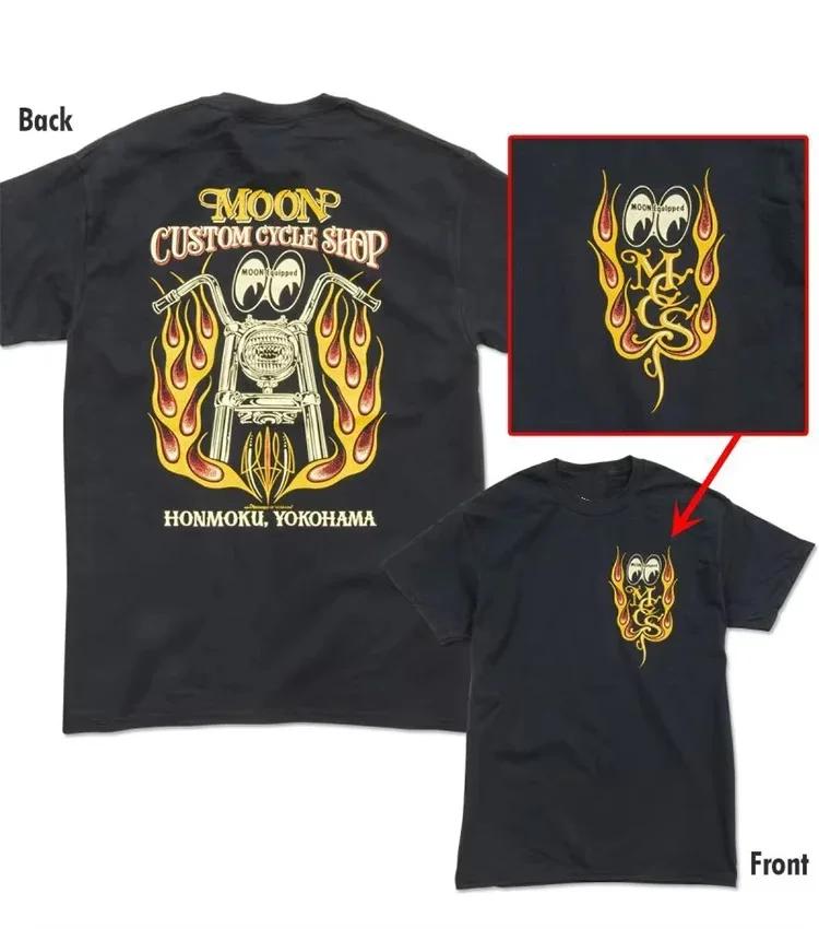 2025 Pánské Dámské Mooneyes Moon Equipped Rychlostní Značky Pinstriping Studio Tričko Závodní Styl Úžasné Tričko Letní Ležérní Tričko Topy