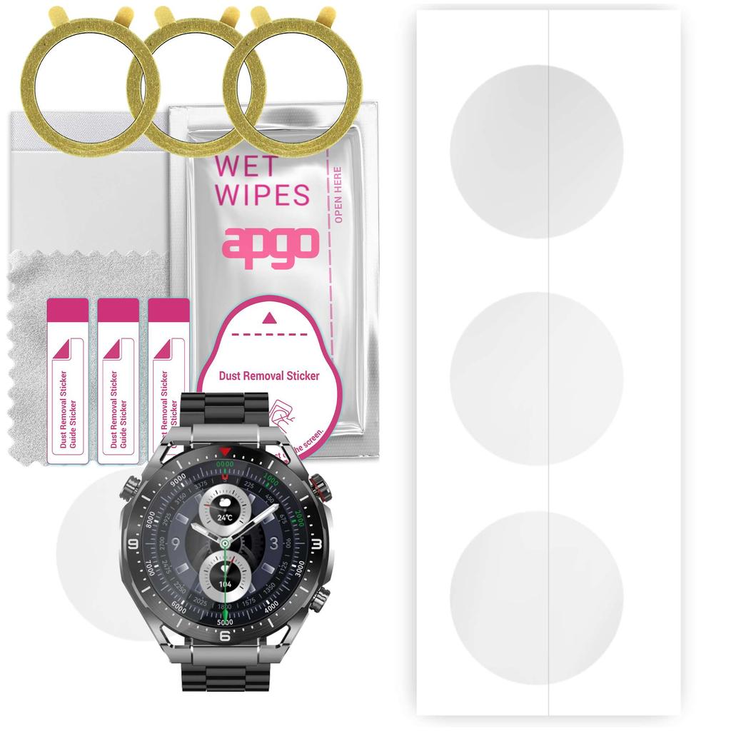 3x Apgo Hydrogel Screen Protector for Maxcom Ecowatch1, Hydrogel Film, with Positioning Layer Easy Installation