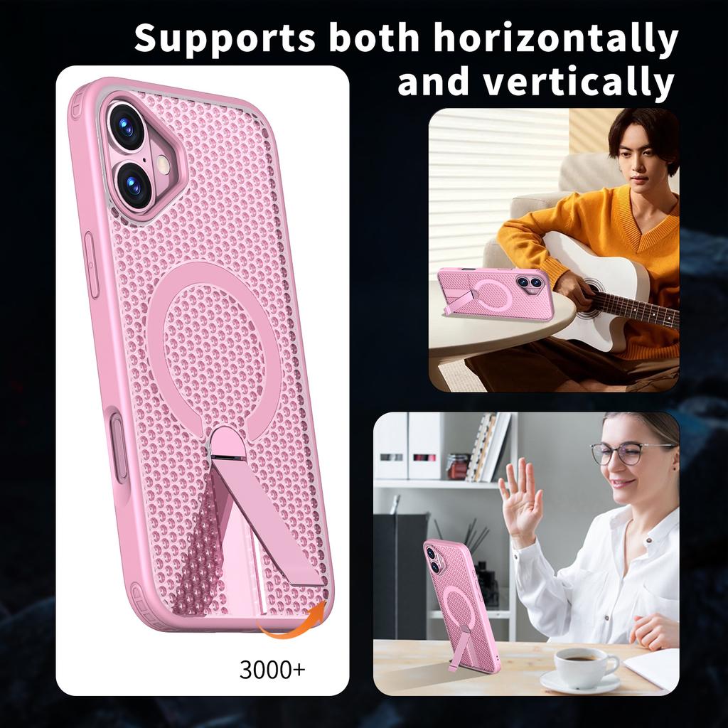For Apple 16 Phone Case Magnetic Vertical Bracket Honeycomb Heat Dissipation Anti Drop for IPhone 16E Protective Case