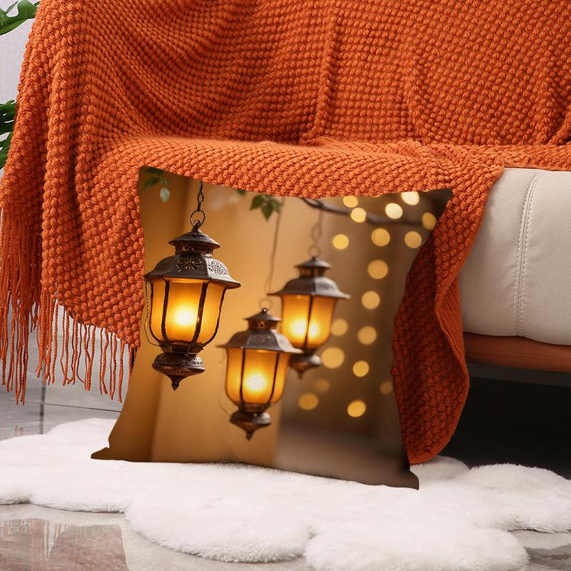 Moon Pillowcase Golden Lantern Print Decorative Seat Cushion Ethnic Atmosphere Arrangement Sofa Pillow