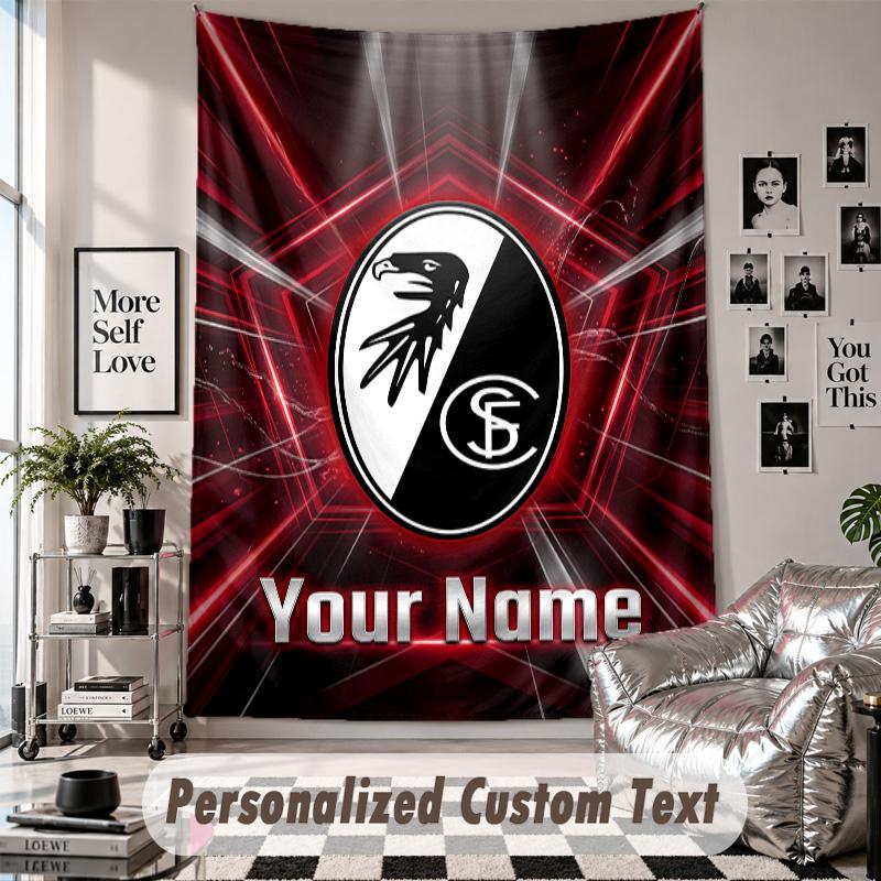 Arazzo da Appendere alla Parete con Nome e Testo Personalizzati, Arazzo Decorativo SC Freiburg FC per Camera da Letto