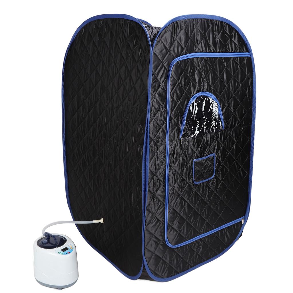 Dampfsauna Zelt Raum Faltbar Verstellbar Sauna Spa Box Schwarz mit 2L Dampfkochtopf Fernbedienung für