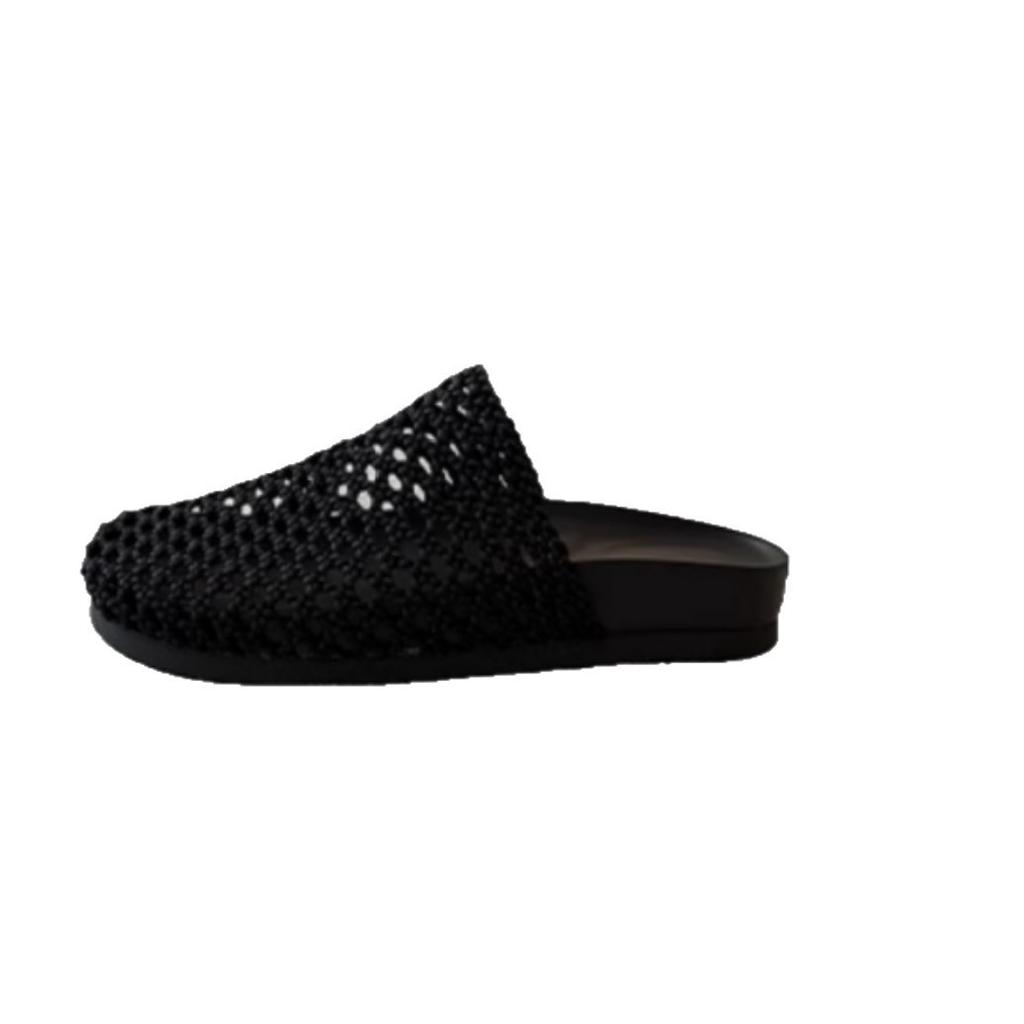Sheepskin bag head slippers women's summer breathable hollow mesh lazy half drag one pedal thick-soled cool slippers