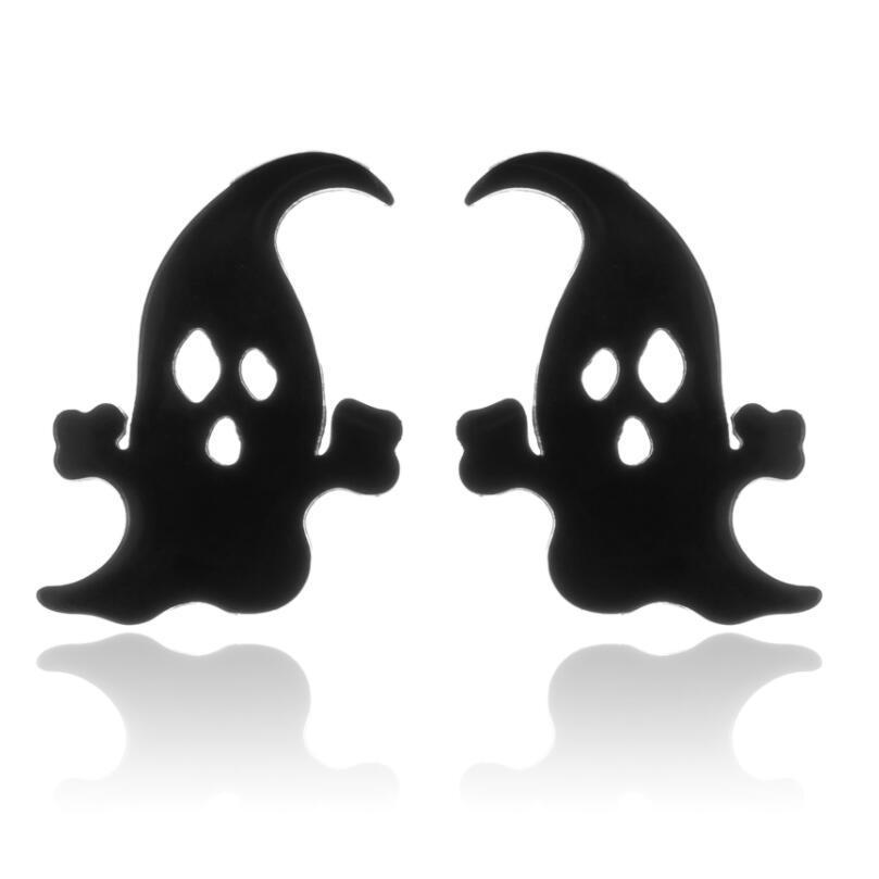Retro Halloween Pumpkin & Ghost Stud Earrings - Stainless Steel, Cute Gift for Women & Best Friend