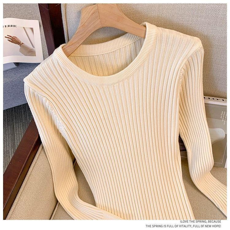 Plus Size Women's Slimming Knit Dress - Over-the-Knee French Style for Autumn/Winter, Perfect Base Layer or Coat Companion.