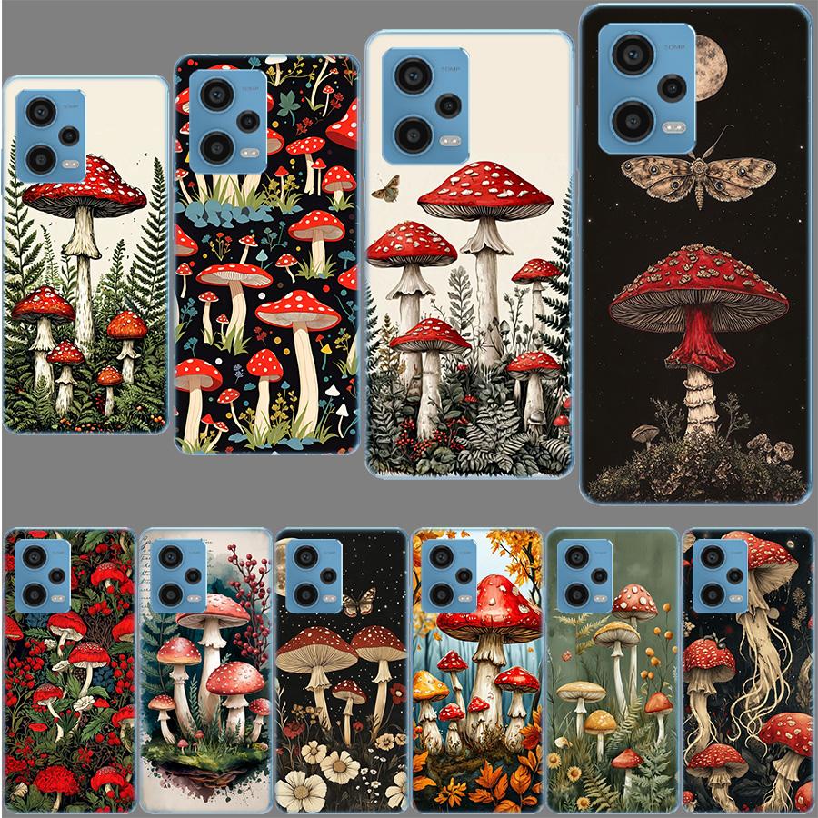 Colorful Mushroom Phone Case For Redmi Note 13 12 14 15 Pro Plus 13R 11 11T 11E 11S 10 Pro 10S 9 9S Cover Cell Clear TPU Capa Ca